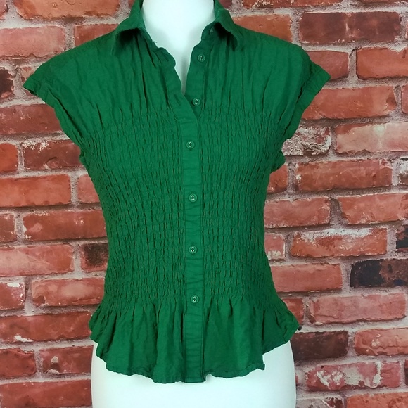 Anthropologie Tops - Anthro Maeve Bellamy Smocked Button Down XS